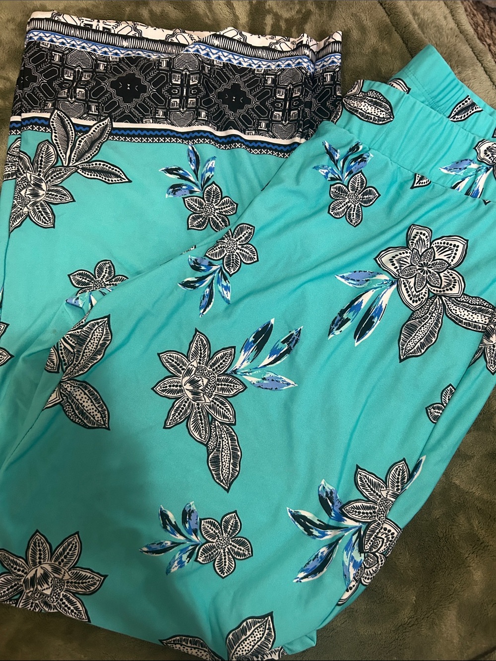 INC International Concepts Turquoise Floral Pajama Pants XL-P